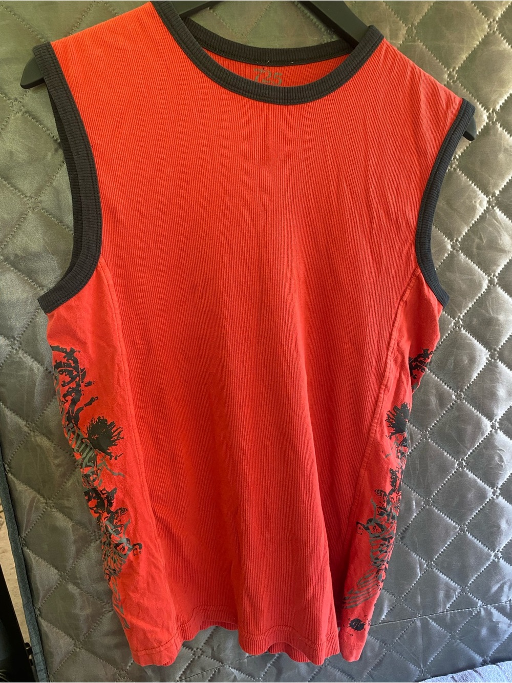 VTG 725 Originals Y2K Grunge Ribbed Muscle Tank Top Red Grey S